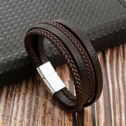 Braided Leather Bracelet with Magnetic Clasp 2802