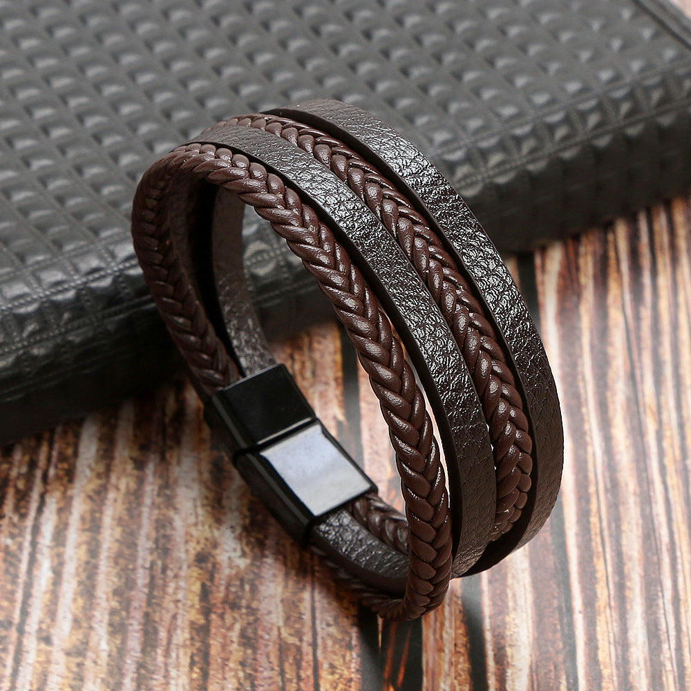 Braided Leather Bracelet with Magnetic Clasp 2802