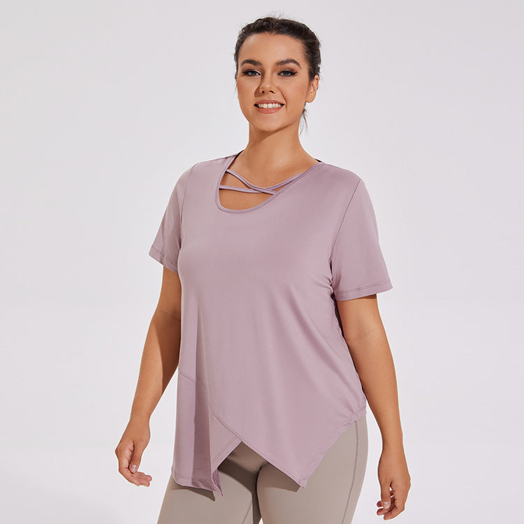 Breathable Asymmetric Yoga Tee 2948 Pink