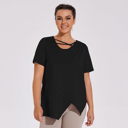 Breathable Asymmetric Yoga Tee 2948 Black