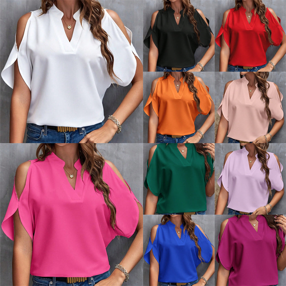 Casual yet Sophisticated Open Shoulder Blouse 2740 Mix Color