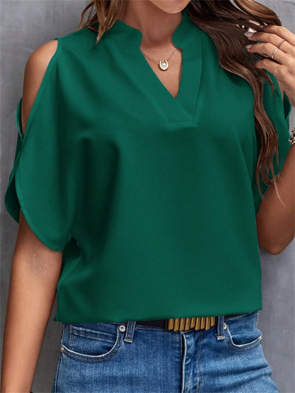 Casual yet Sophisticated Open Shoulder Blouse 2740 green