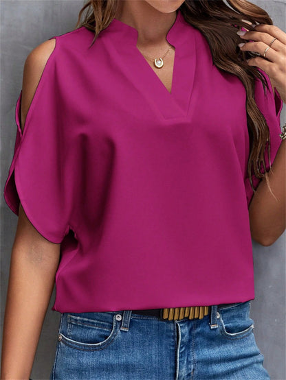 Casual yet Sophisticated Open Shoulder Blouse 2740 purple