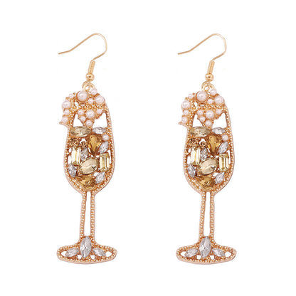 Champagne Glass Inspired Drop Earrings 2817