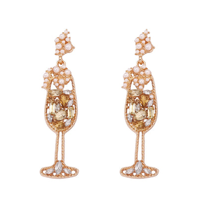 Champagne Glass Inspired Drop Earrings 2817