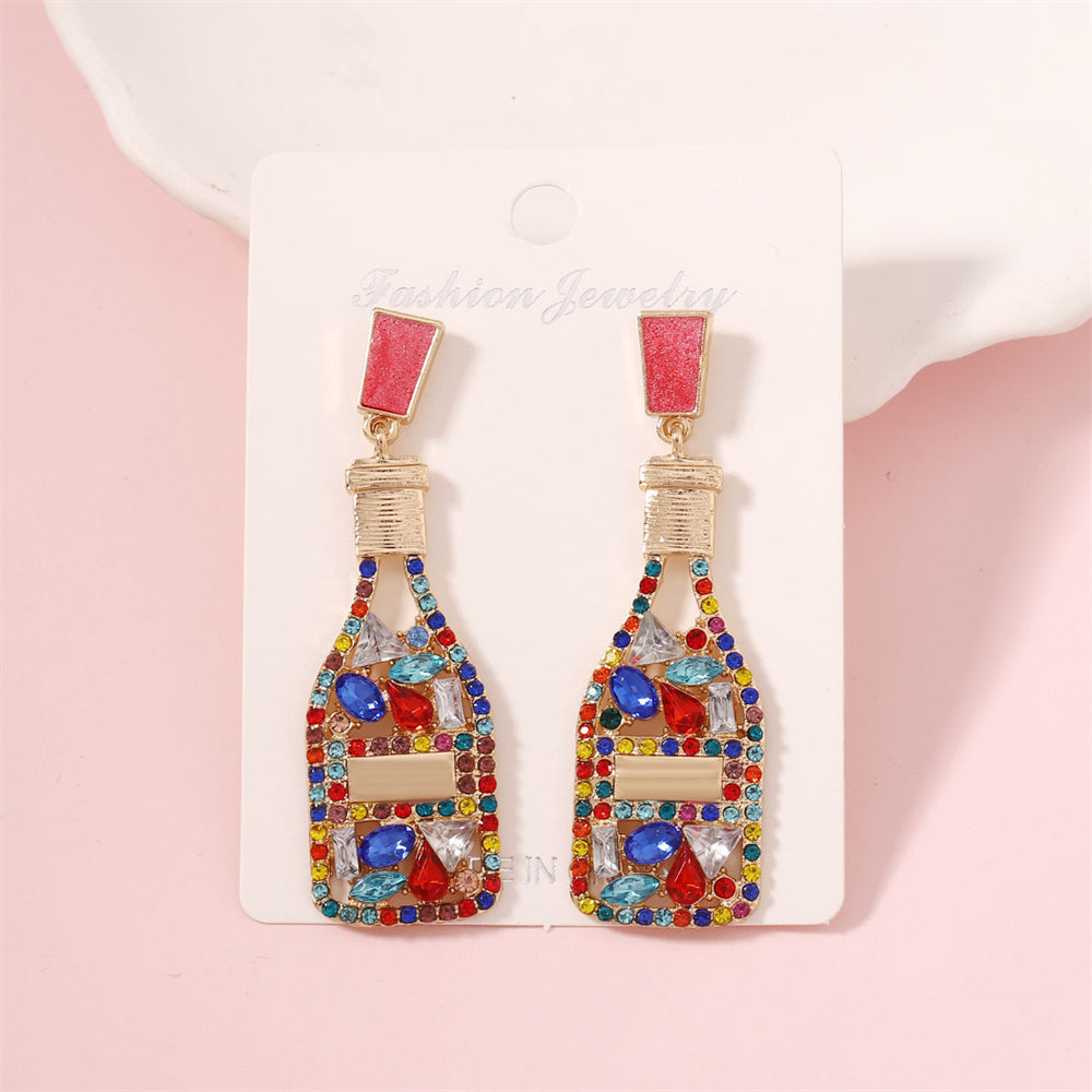 Chic Bottle Shaped Gemstone Drop Earrings 2816