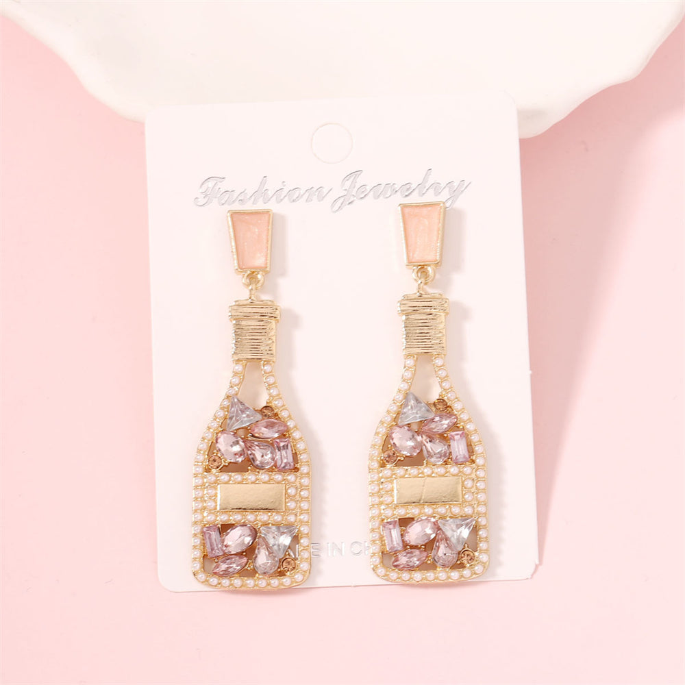 Chic Bottle Shaped Gemstone Drop Earrings 2816