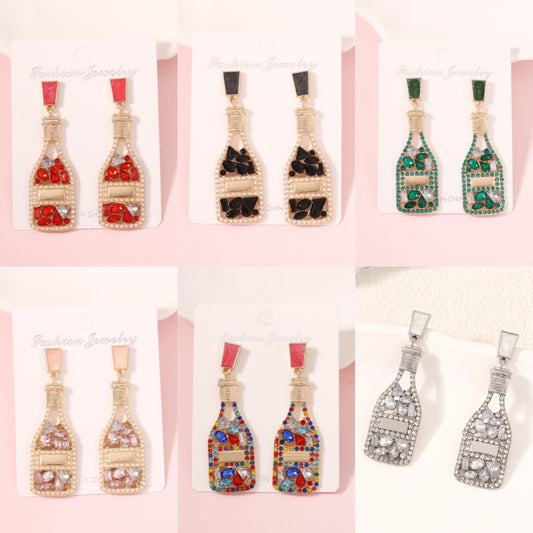 Chic Bottle Shaped Gemstone Drop Earrings 2816