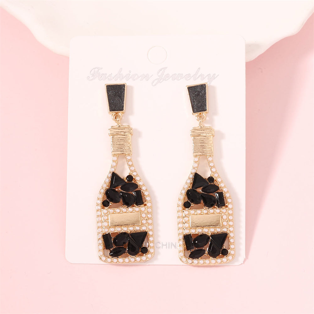 Chic Bottle Shaped Gemstone Drop Earrings 2816