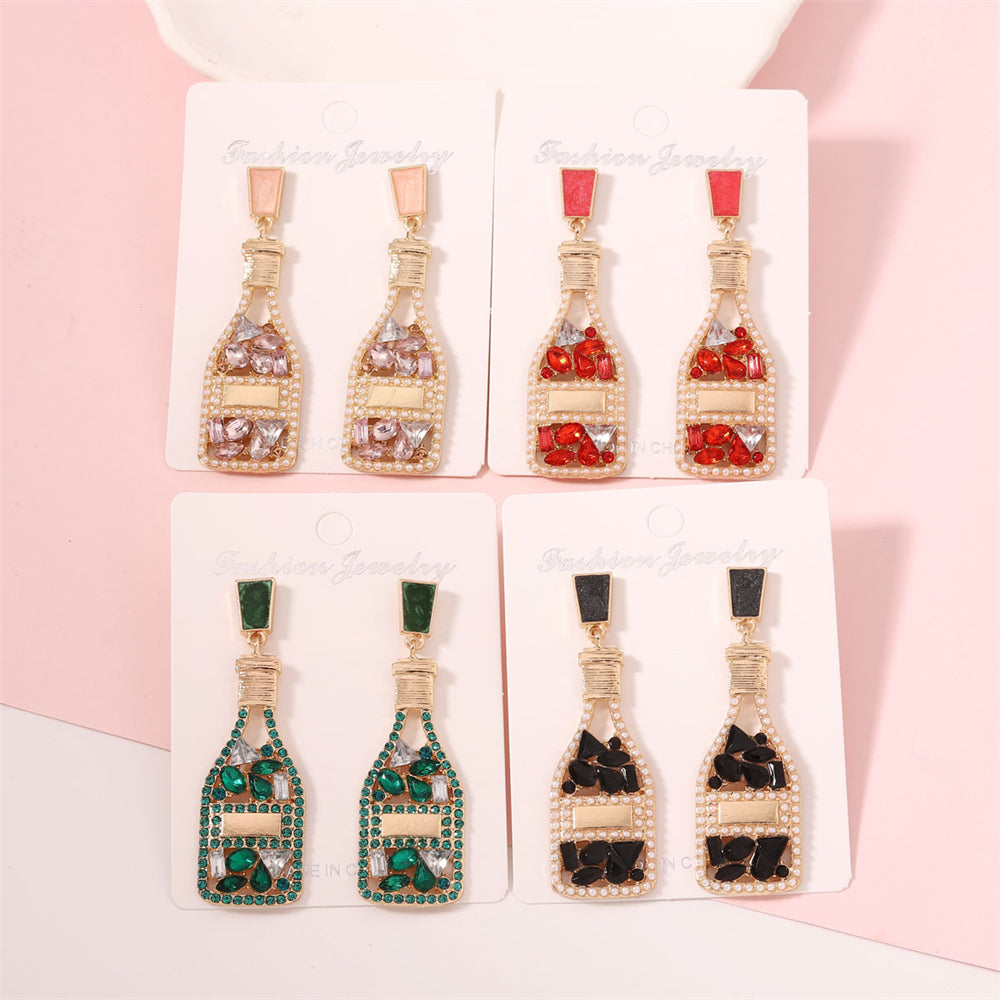 Chic Bottle Shaped Gemstone Drop Earrings 2816