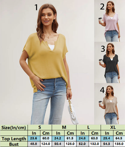 Chic V-Neck Draped Sleeve Knit Blouse 2791