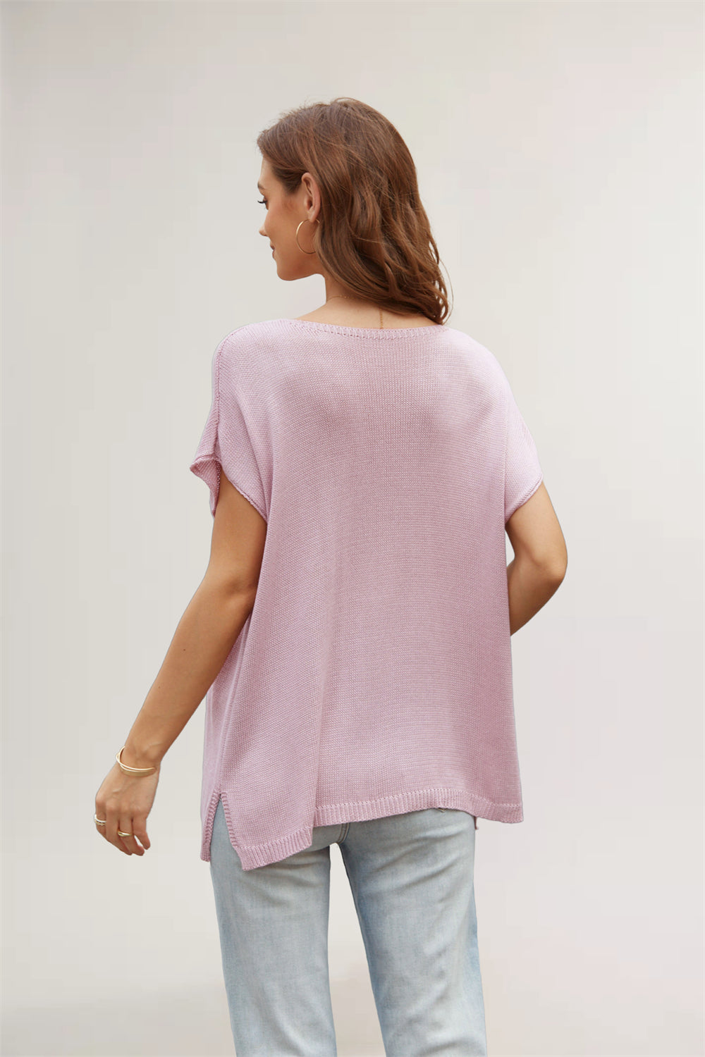 Chic V-Neck Draped Sleeve Knit Blouse 2791