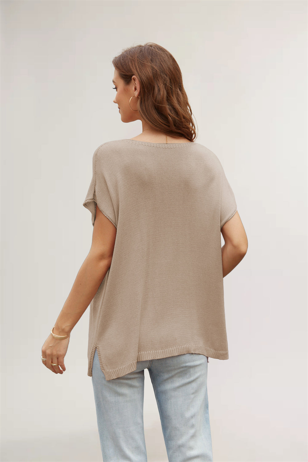 Chic V-Neck Draped Sleeve Knit Blouse 2791