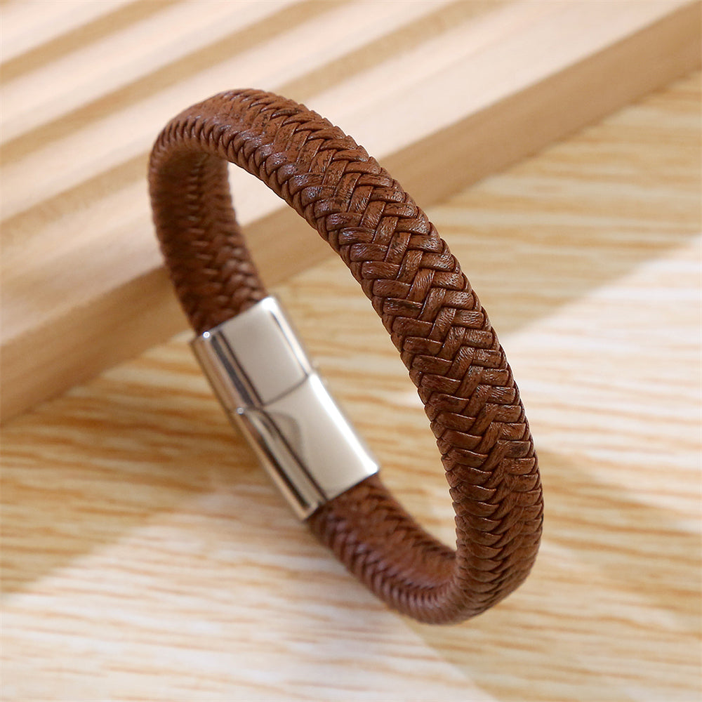 Classic Braided Leather Bracelet with Secure Clasp 2805