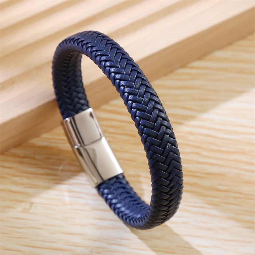 Classic Braided Leather Bracelet with Secure Clasp 2805