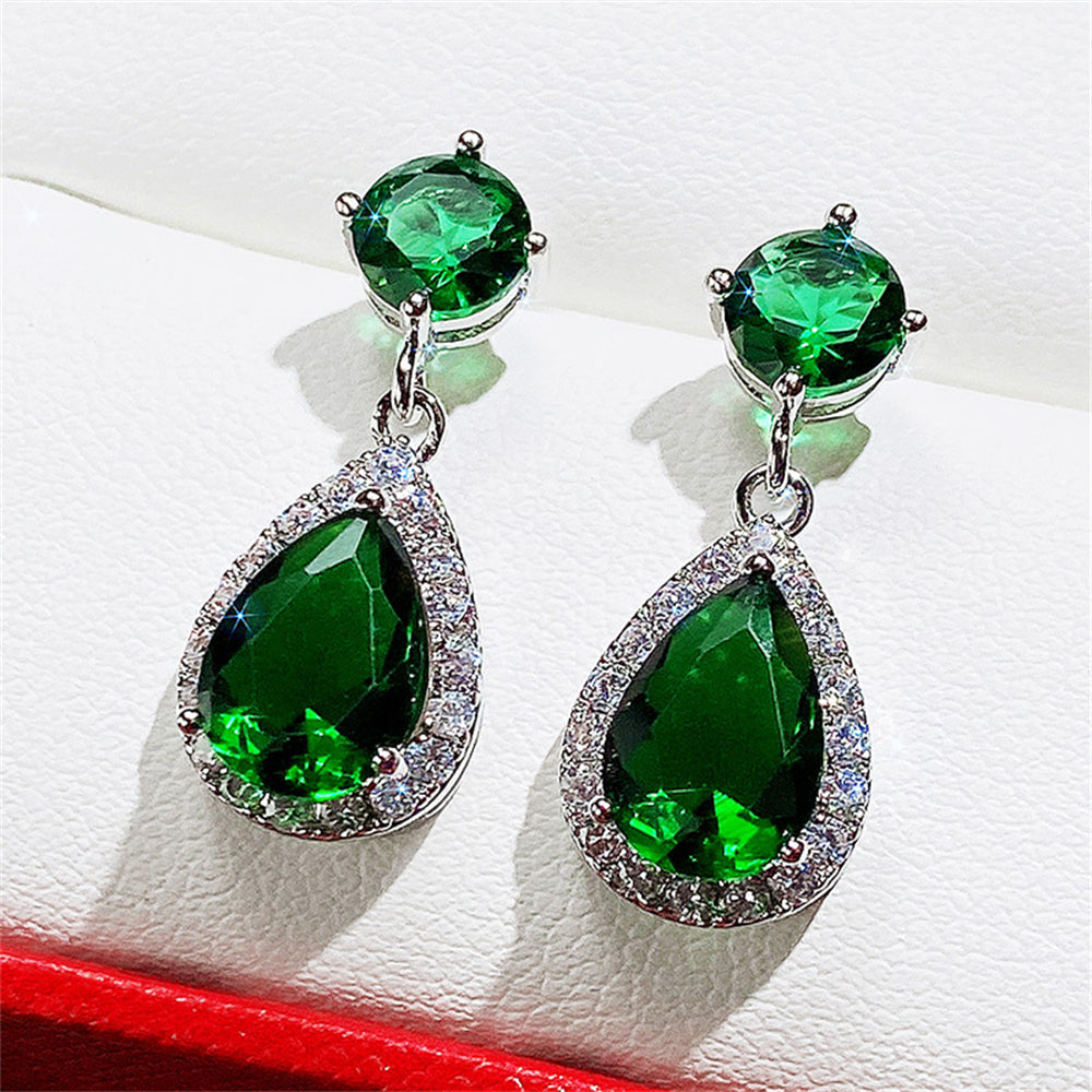 Classic Jewel Teardrops Drop Earrings 2938 Green