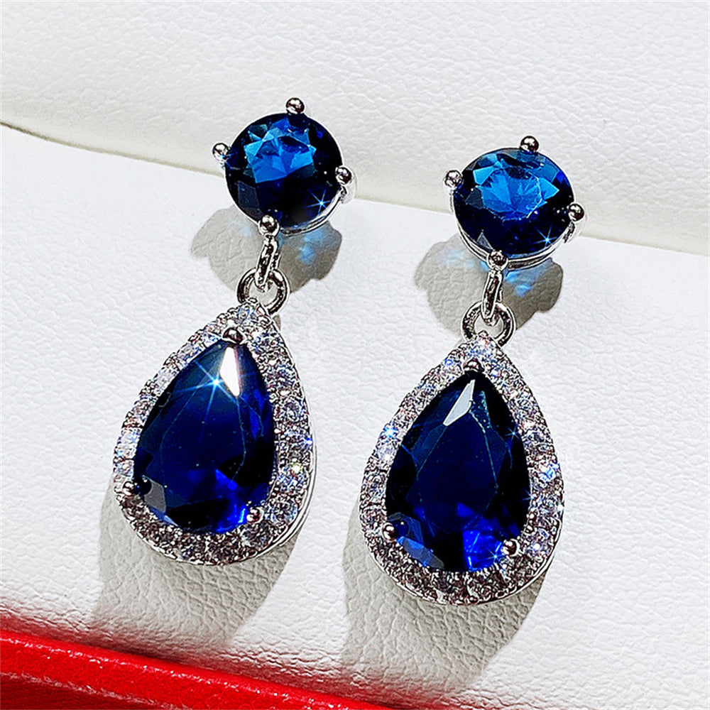 Classic Jewel Teardrops Drop Earrings 2938 Blue