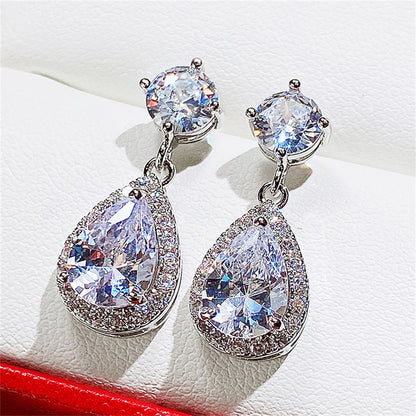 Classic Jewel Teardrops Drop Earrings 2938 White