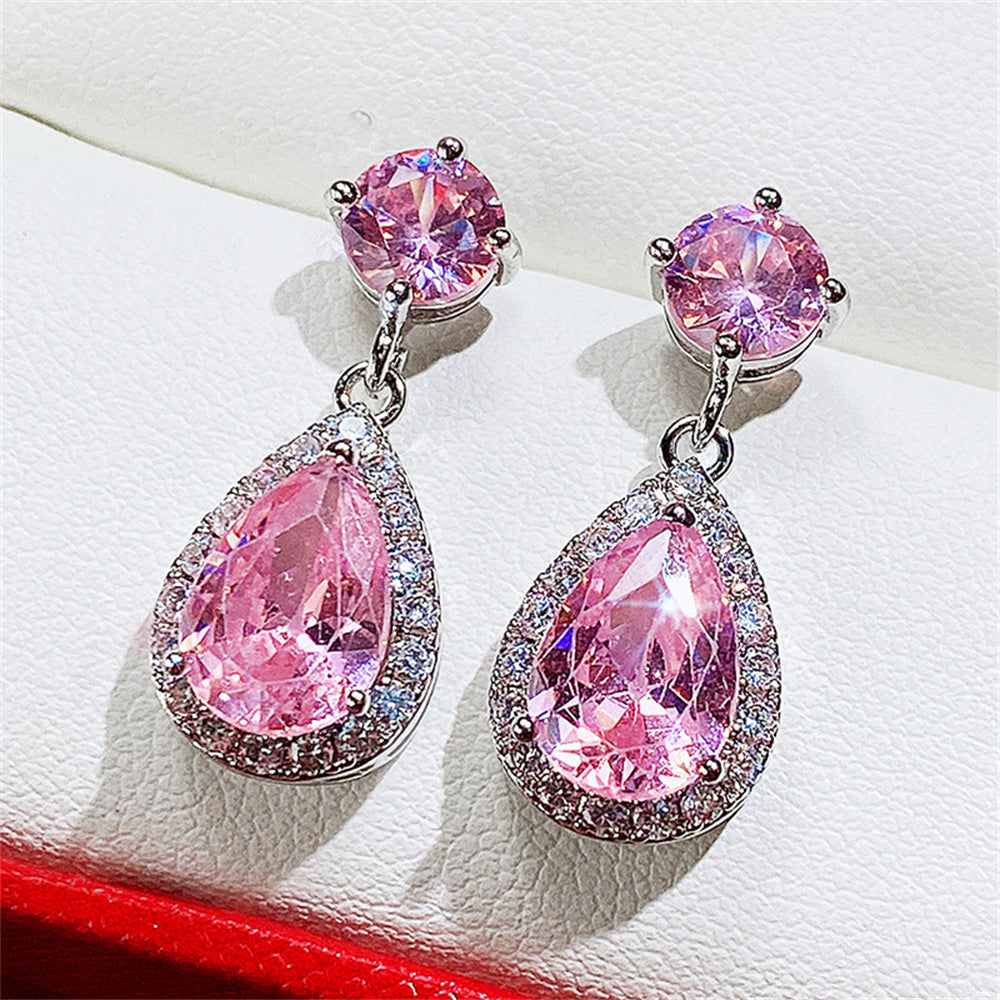 Classic Jewel Teardrops Drop Earrings 2938 Pink