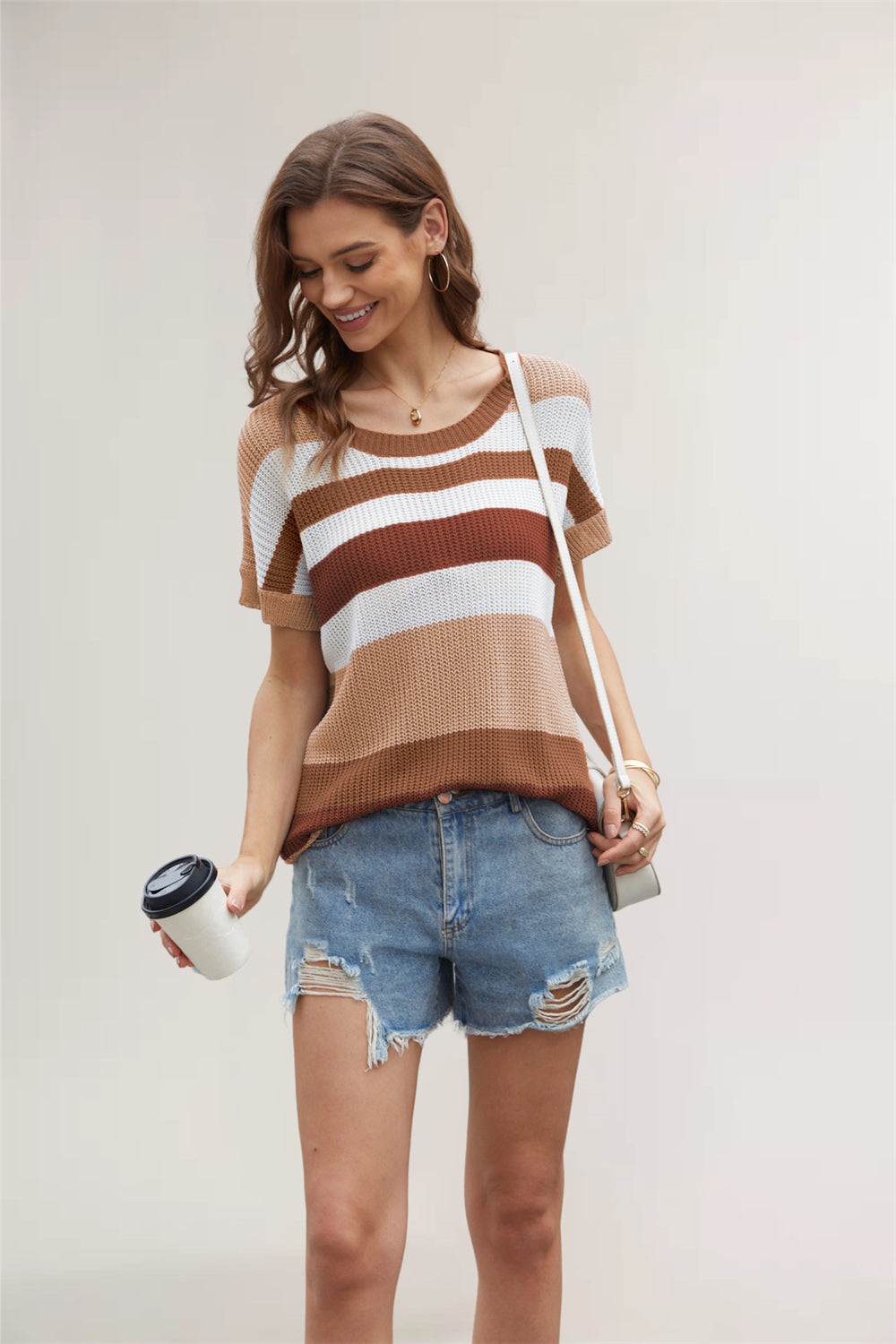 Cozy Stripes Knitted Pullover 2792 Khaki