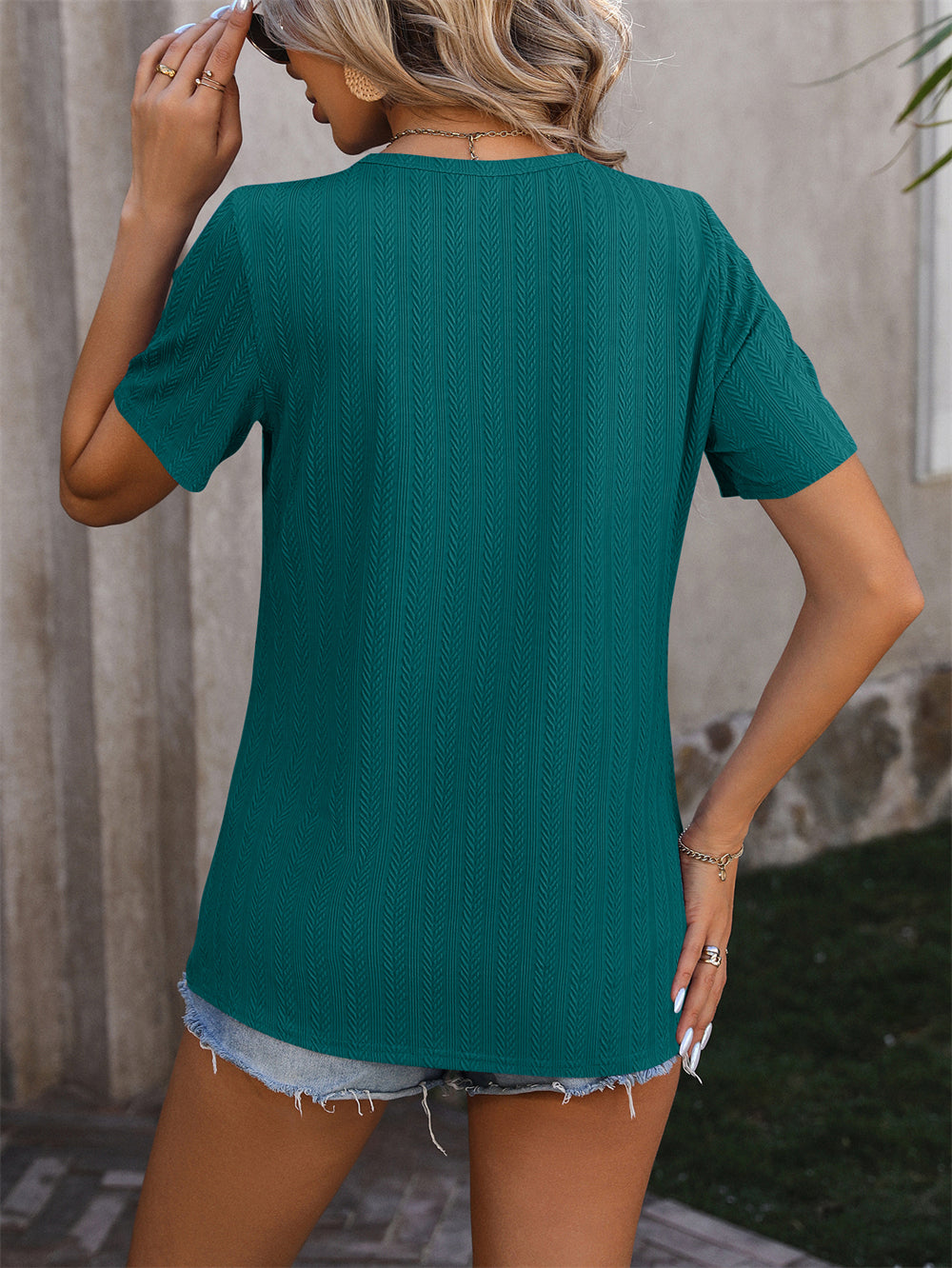 Elegant Ribbed Top with Side Buttons 2747