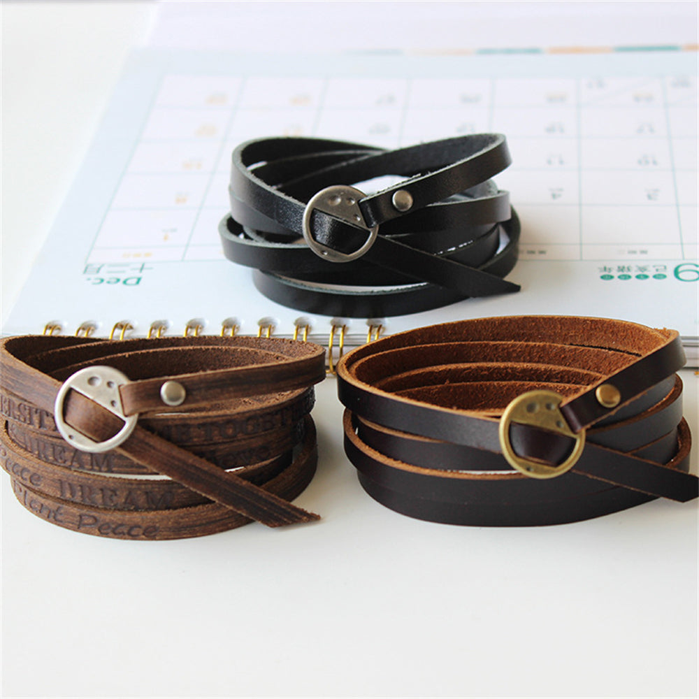 Engraved Messages Leather Wrap Bracelet 2832