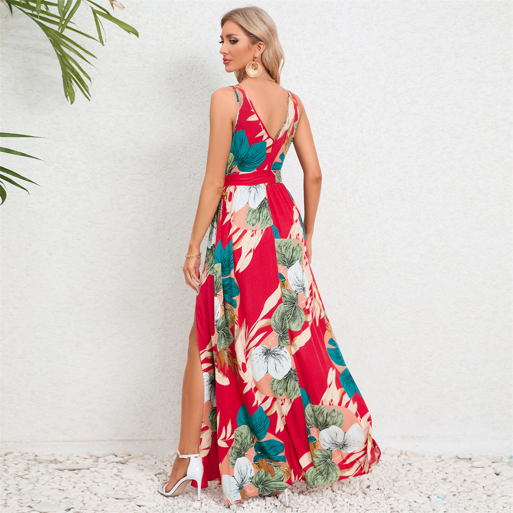 Floral Fantasy Maxi Dress with Side Slit 2989