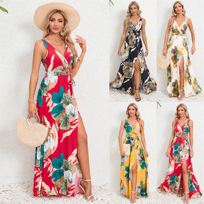 Floral Fantasy Maxi Dress with Side Slit 2989 Mix Color