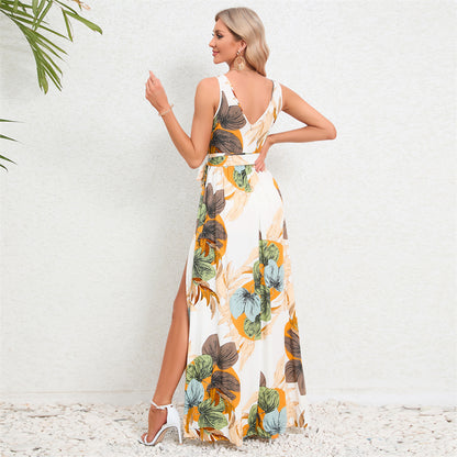 Floral Fantasy Maxi Dress with Side Slit 2989