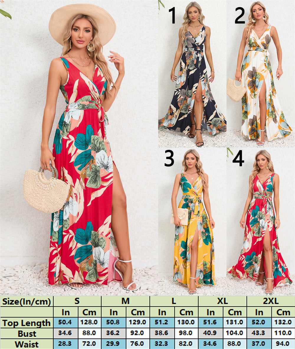 Floral Fantasy Maxi Dress with Side Slit 2989