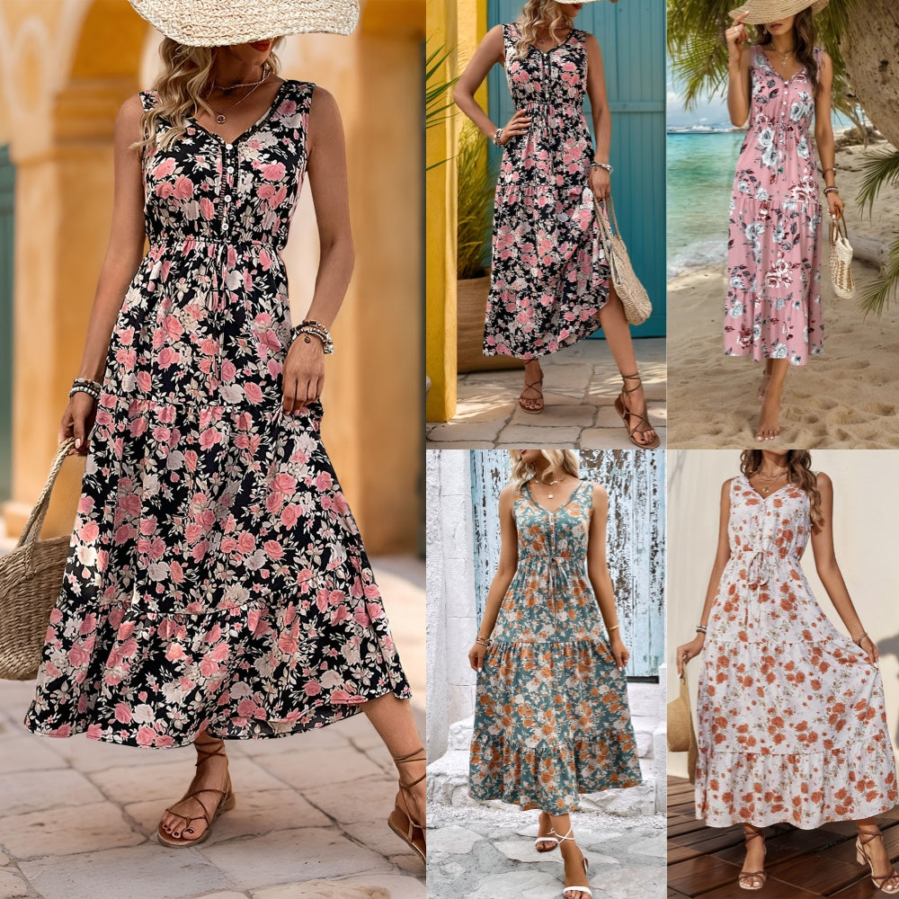 Floral Fantasy Sleeveless Maxi Dress 2994 Mix Color