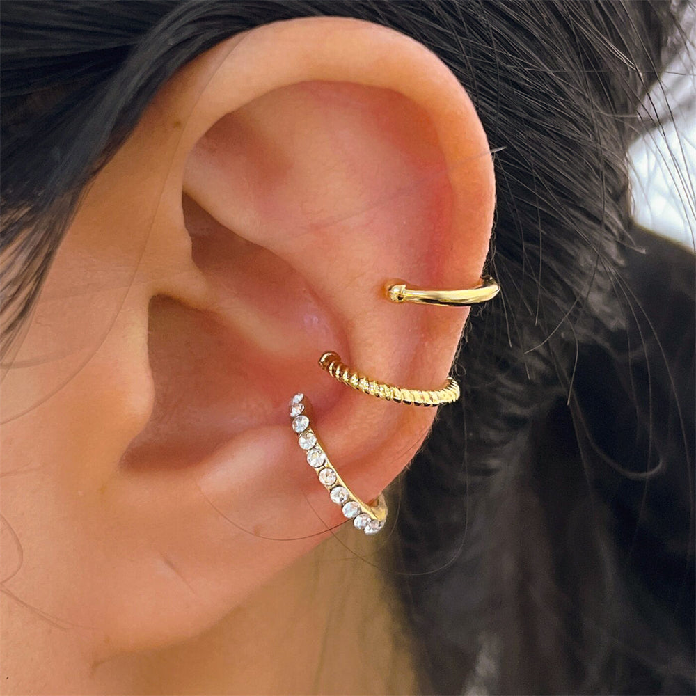 Geometric Gold-Plated Ear Cuff Collection 2899 2 Golden