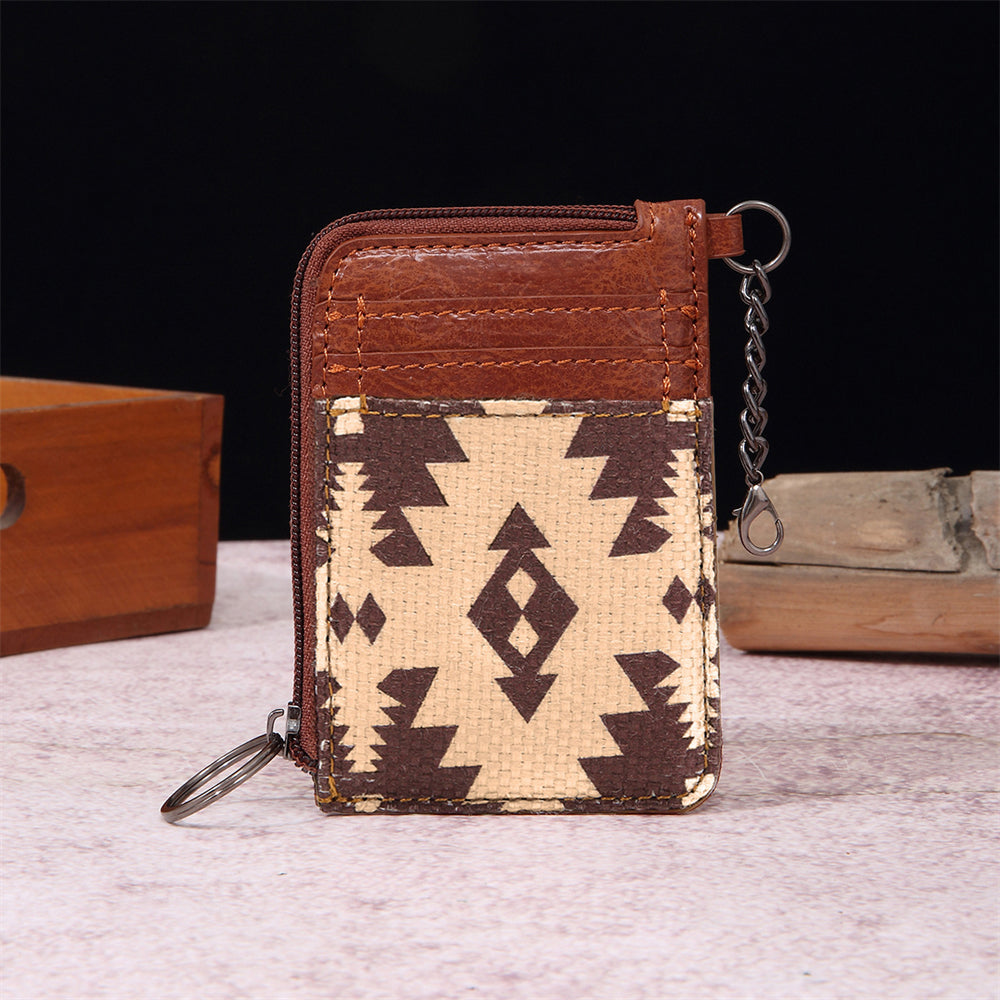 Geometric Pattern Card Holder Wallet 2796 Brown