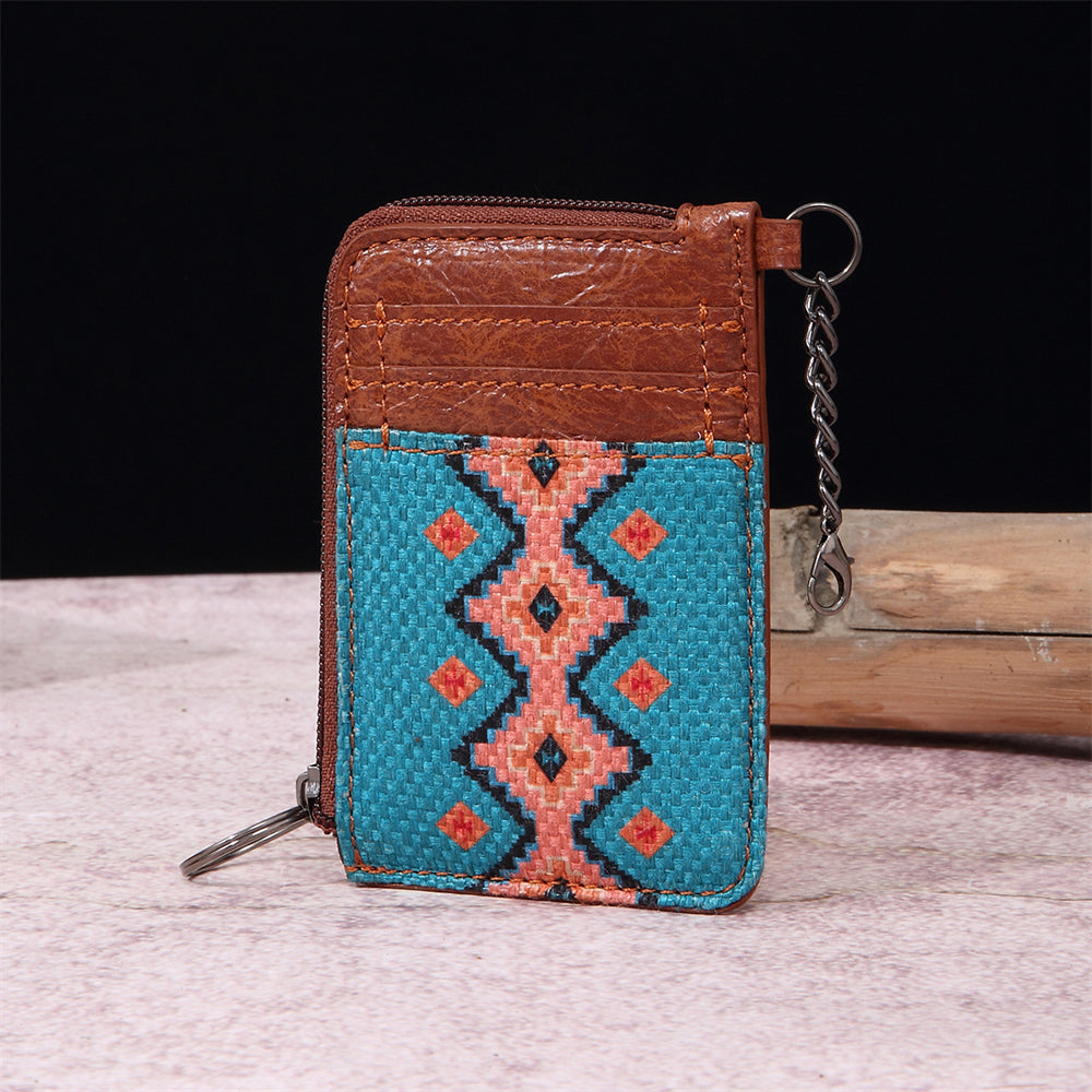 Geometric Pattern Card Holder Wallet 2796 Blue