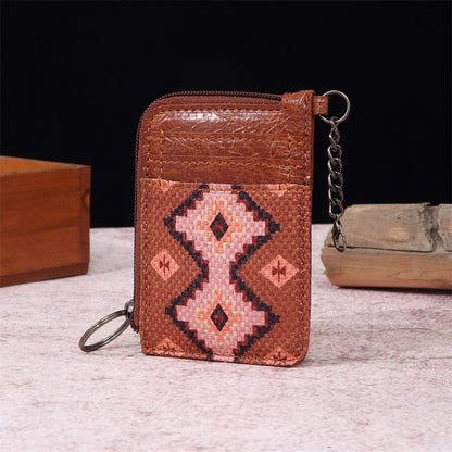 Geometric Pattern Card Holder Wallet 2796 Coffee