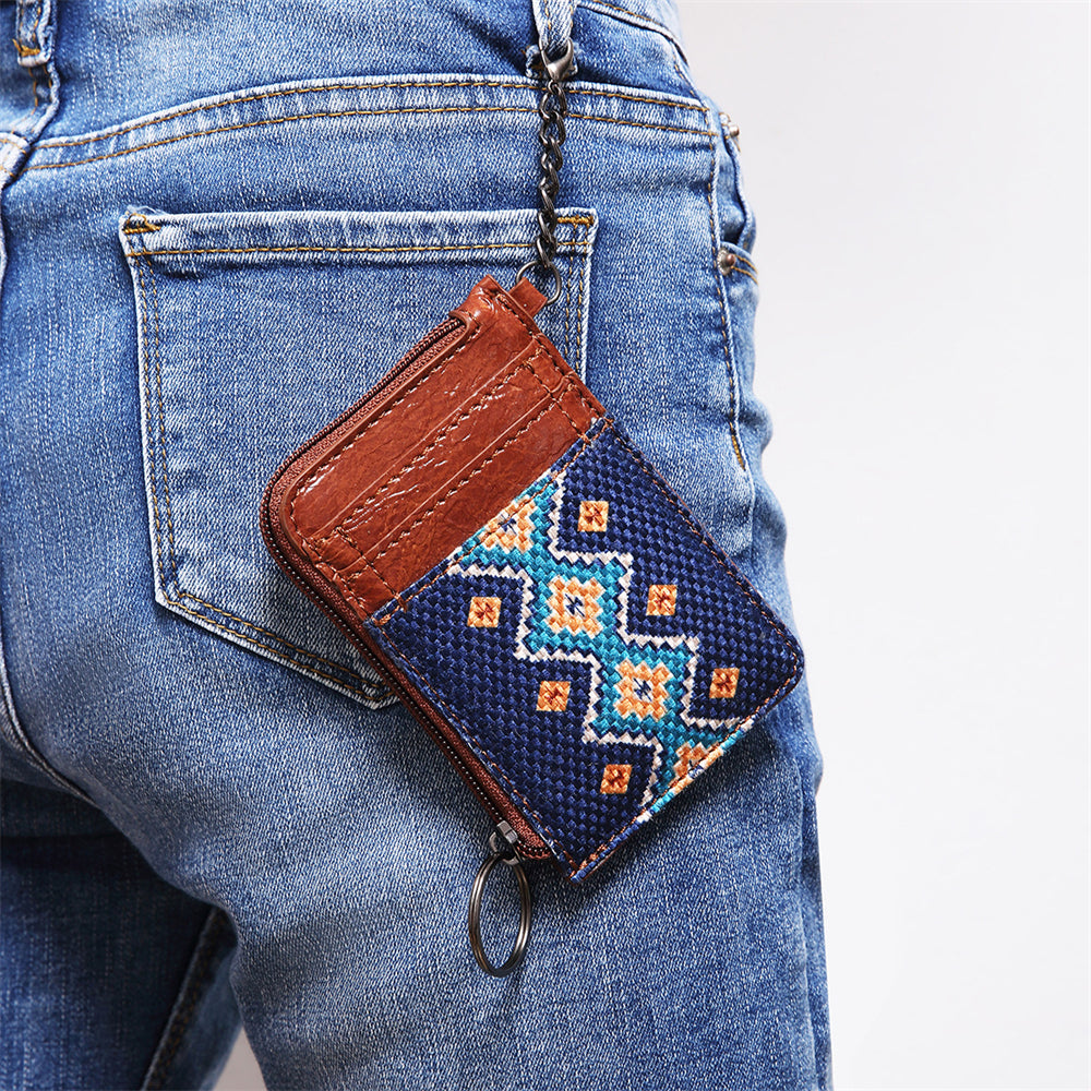 Geometric Pattern Card Holder Wallet 2796 Dark blue