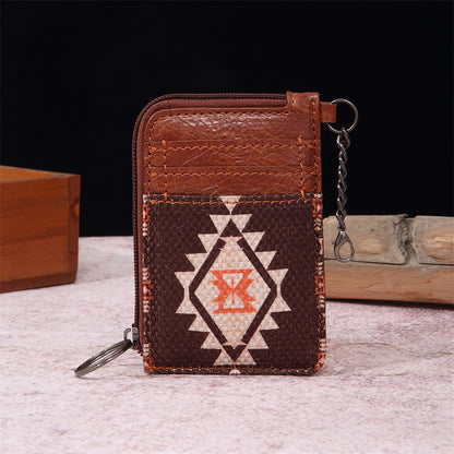 Geometric Pattern Card Holder Wallet 2796 Dark brown