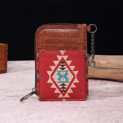 Geometric Pattern Card Holder Wallet 2796 Red