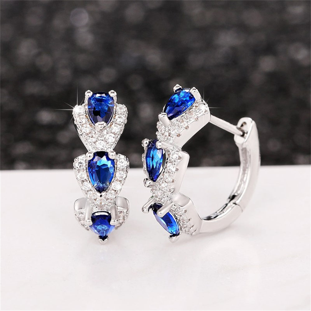 Gleaming Gemstone Hoop Earrings 2963 Blue