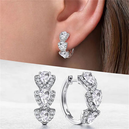 Gleaming Gemstone Hoop Earrings 2963 White