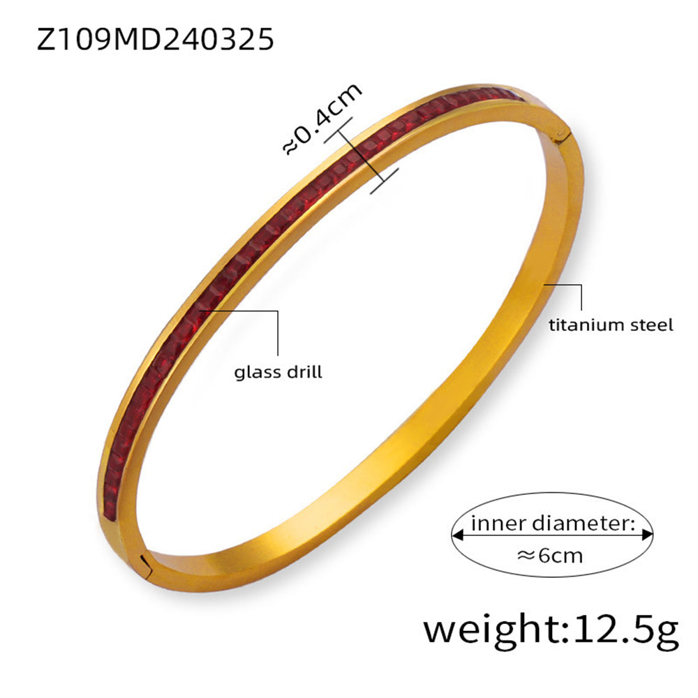 Golden Elegance Gemstone Bangle 2919 Red