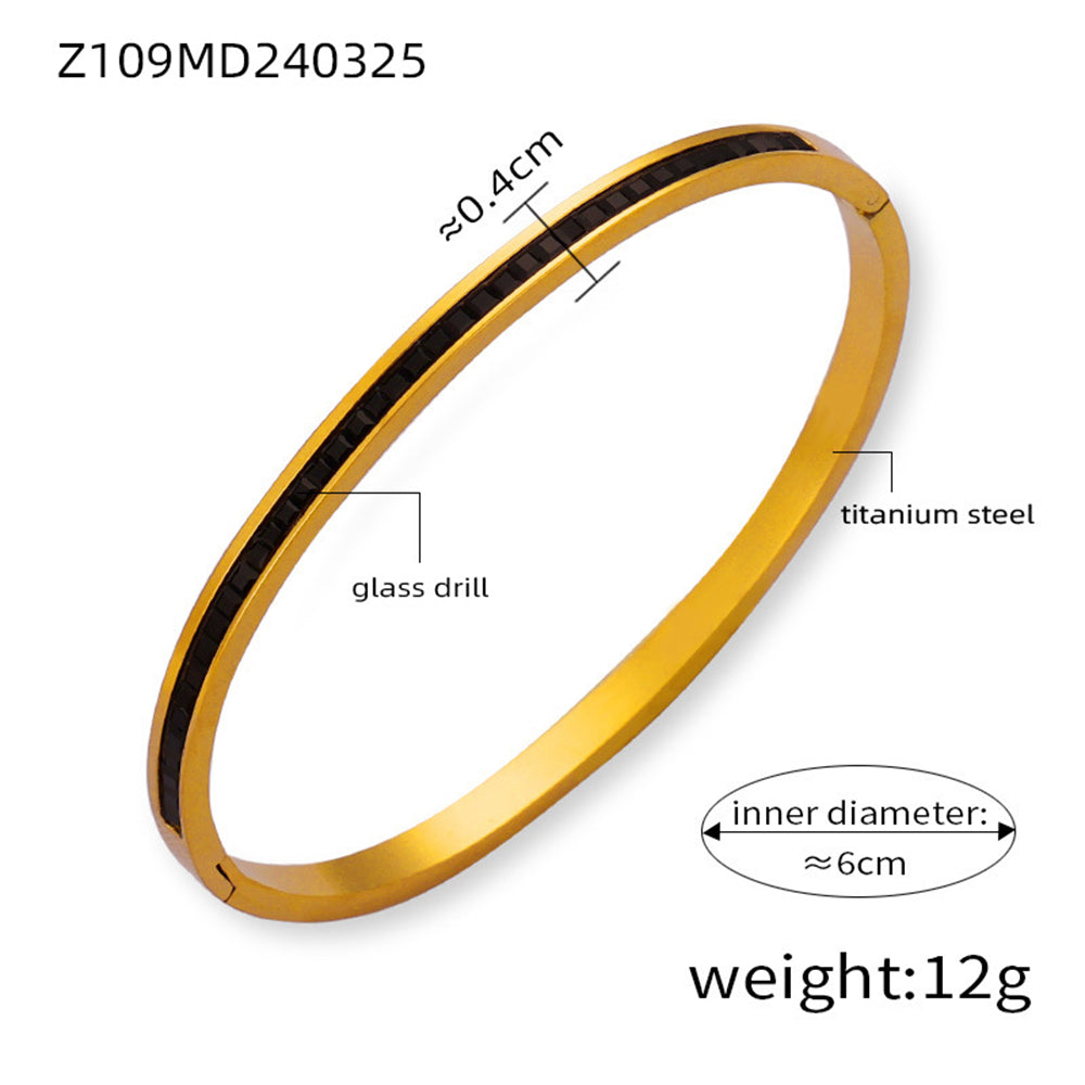 Golden Elegance Gemstone Bangle 2919 Black