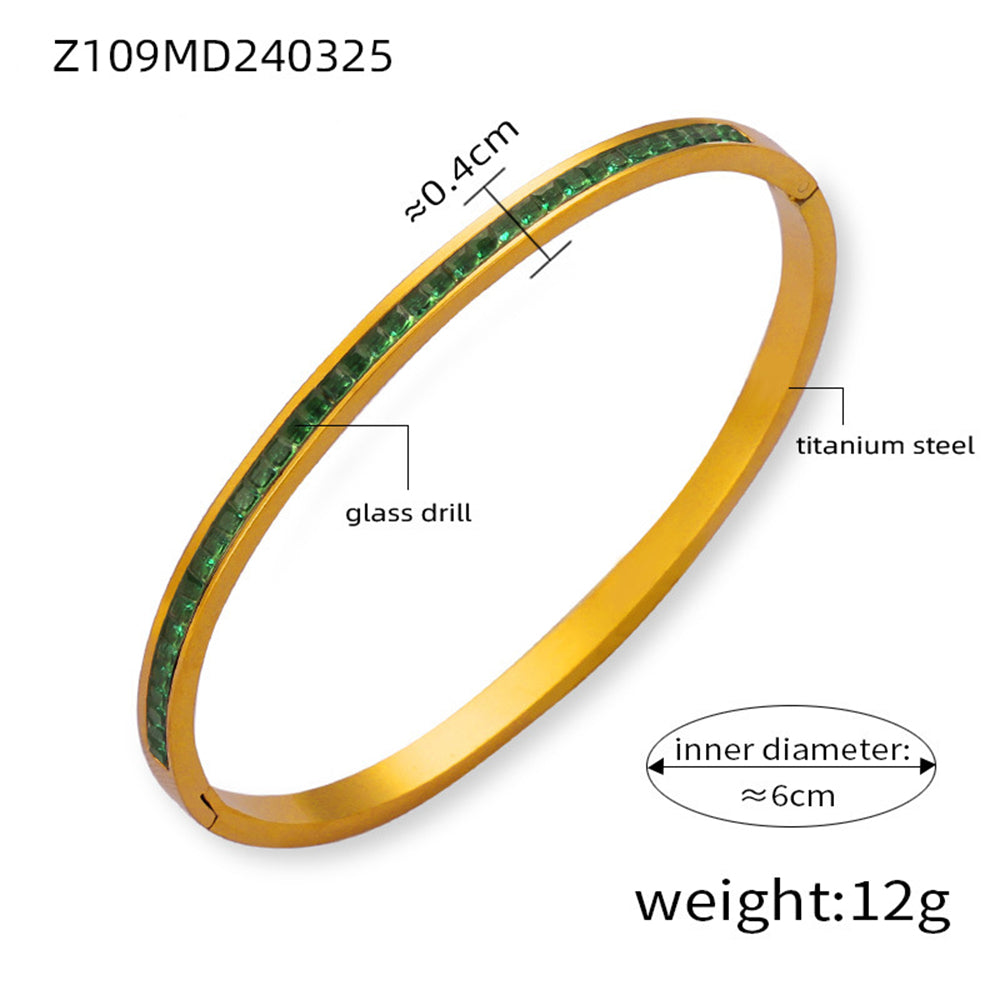 Golden Elegance Gemstone Bangle 2919 Green