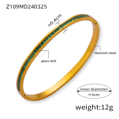 Golden Elegance Gemstone Bangle 2919 Green