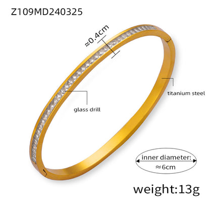 Golden Elegance Gemstone Bangle 2919 White