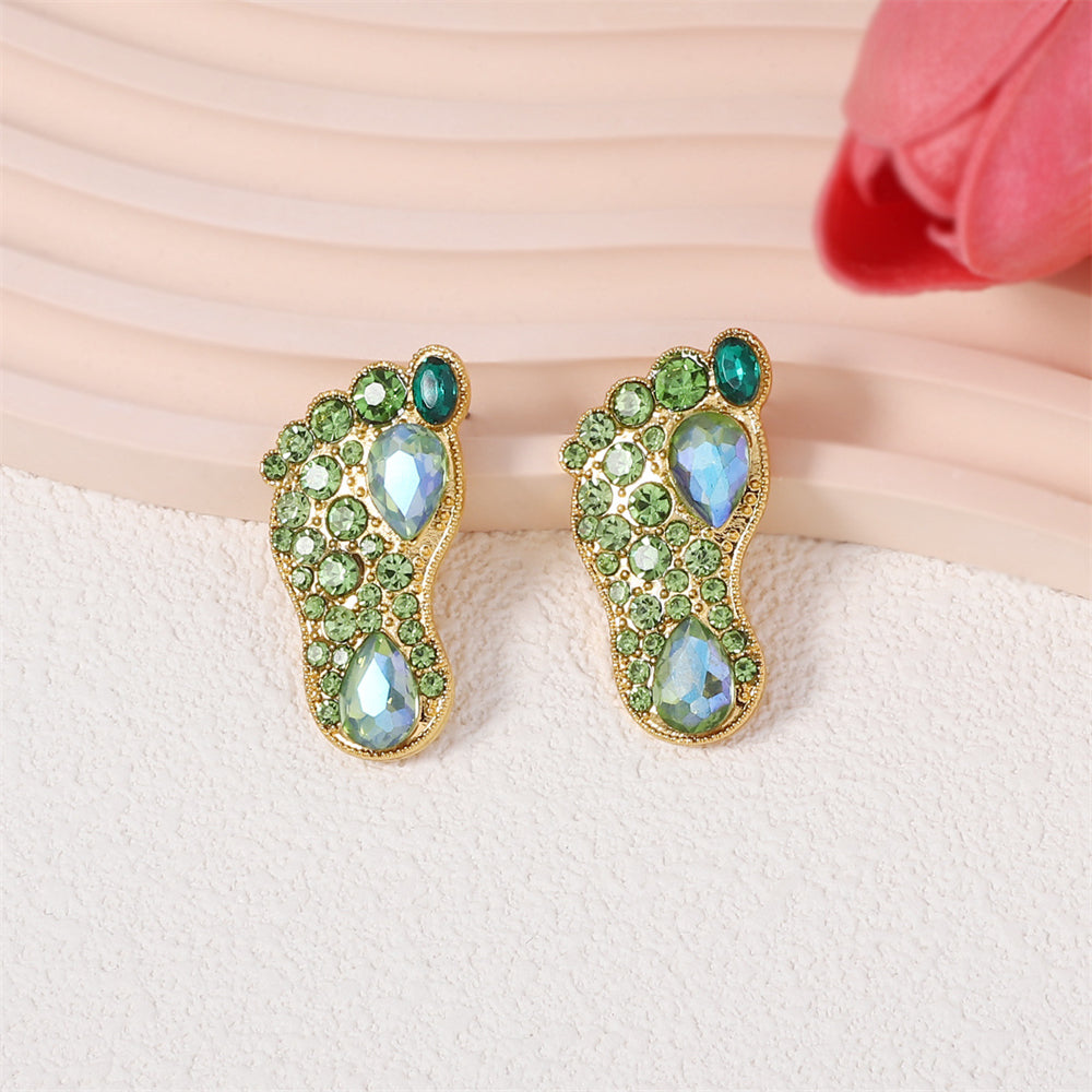 Golden Frame zircon Earrings 2922 Green