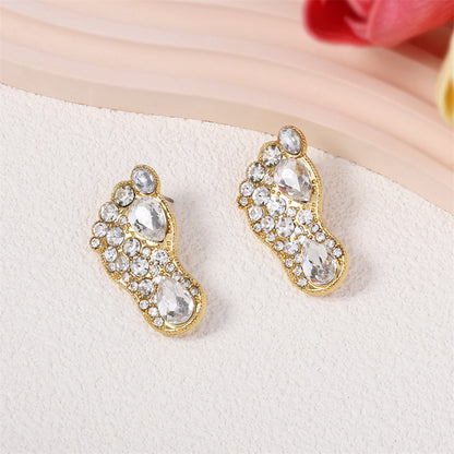 Golden Frame zircon Earrings 2922 White