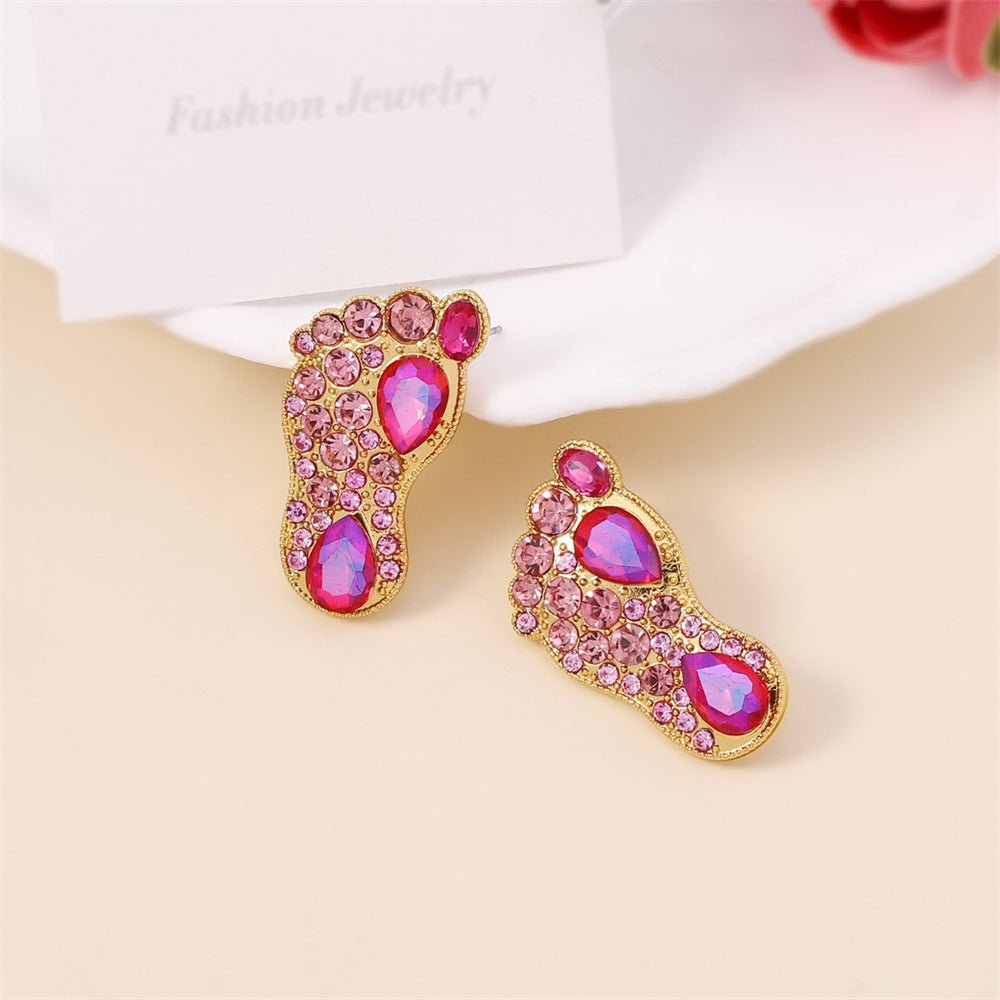 Golden Frame zircon Earrings 2922 Rose red