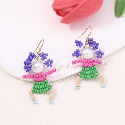 Handmade Beaded Figurine Statement Earrings 3033 #6 Colour