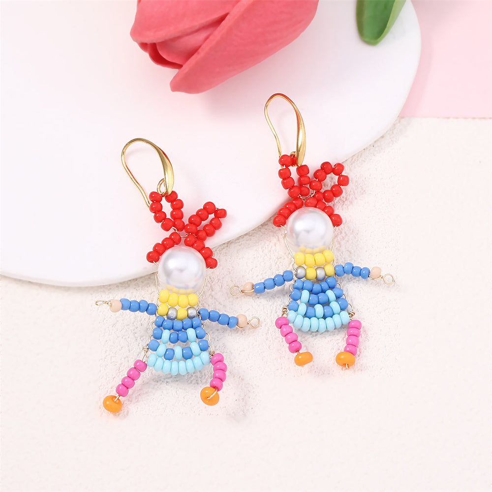 Handmade Beaded Figurine Statement Earrings 3033 #2 Colour